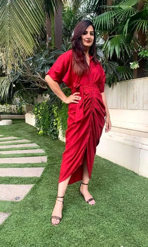 Sultry Red Shirt Gown