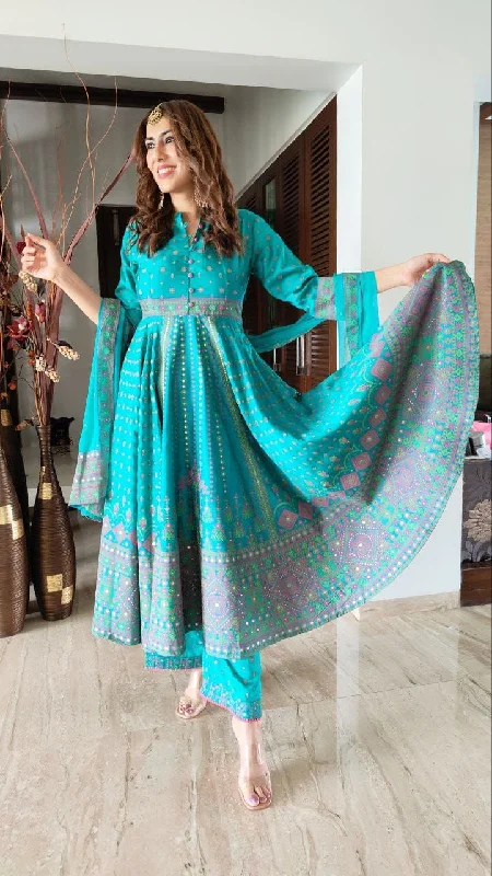 Turquoise Blue Anarkali Set