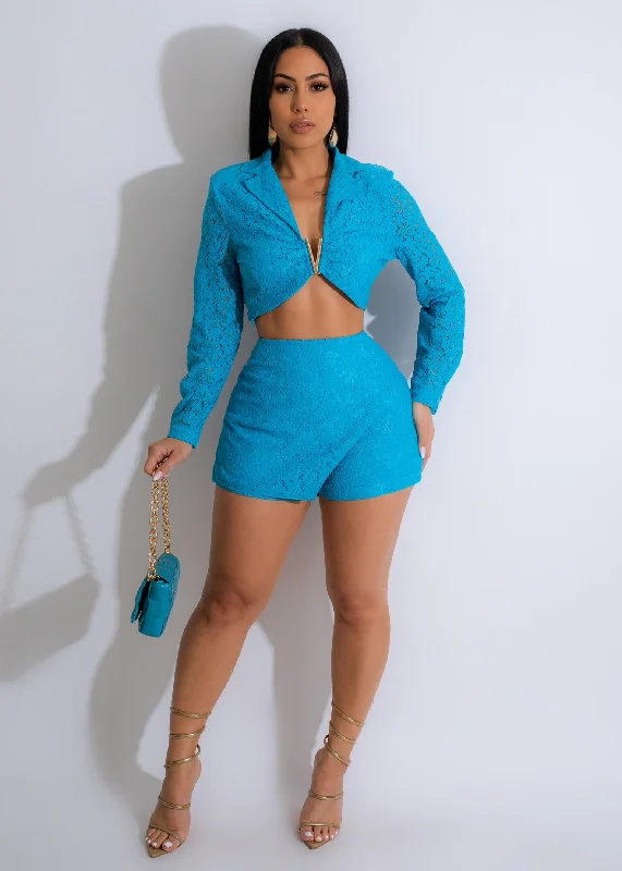 Lost Horizon Lace Short Set Blue