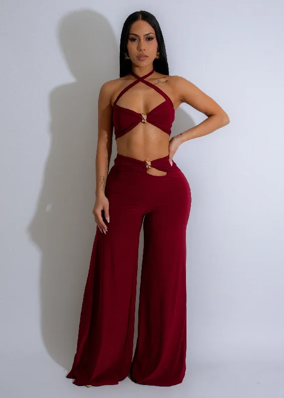 Drape Luxe Pant Set Red