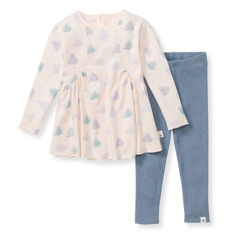 Top and Pants Set - Icy Trees - Soft Pink