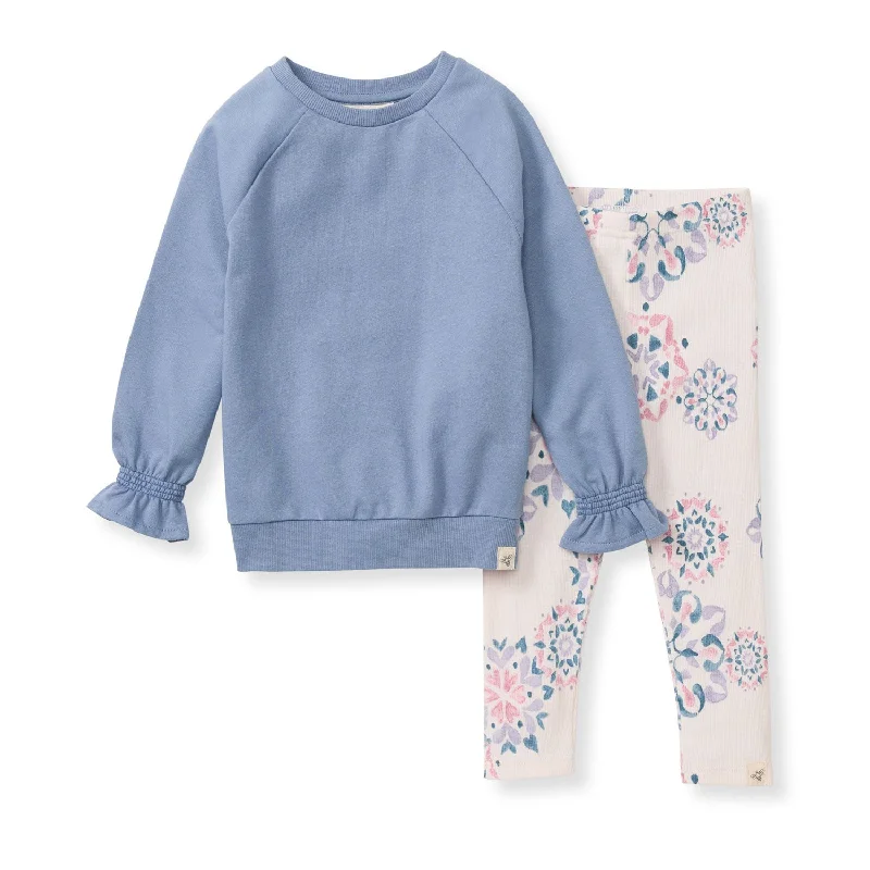 Top and Pants Set - Homemade Snowflakes - Dusty Indigo