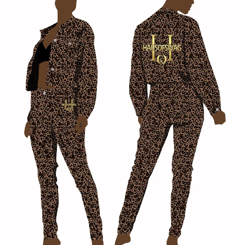 Haus of Swag Denim Leopard Set