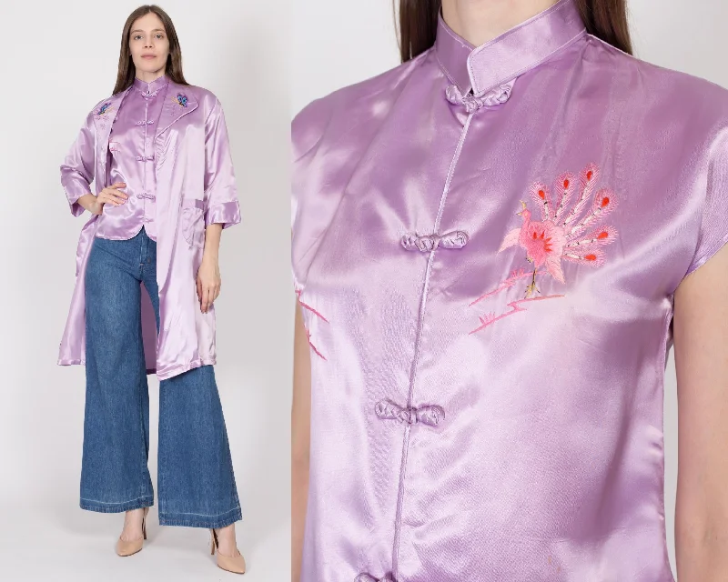 Small 80s Lilac Purple Satin Robe & Top