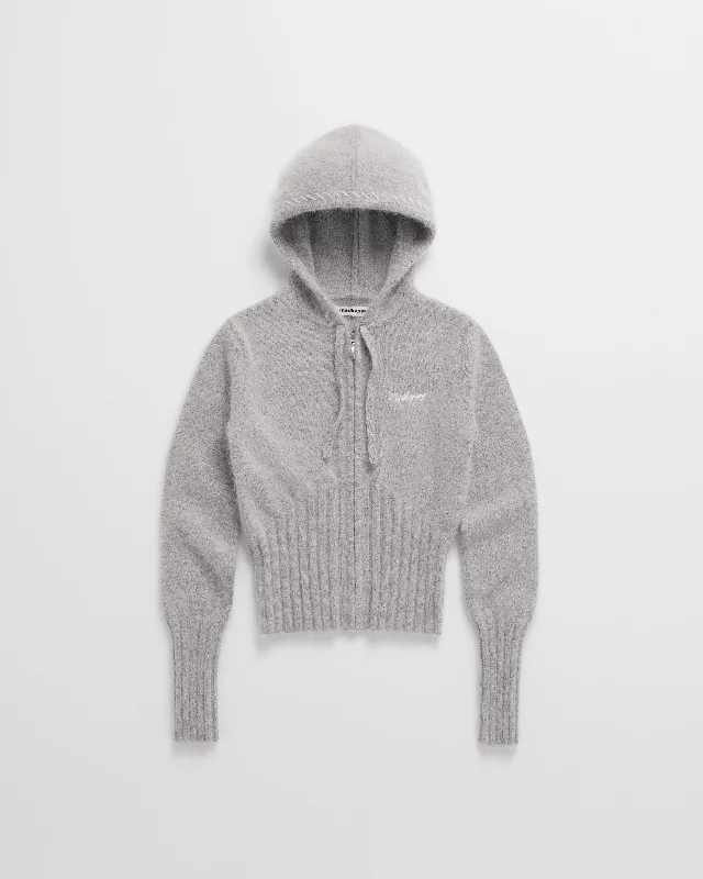 Fuzzy Knit Zip Up Hoodie