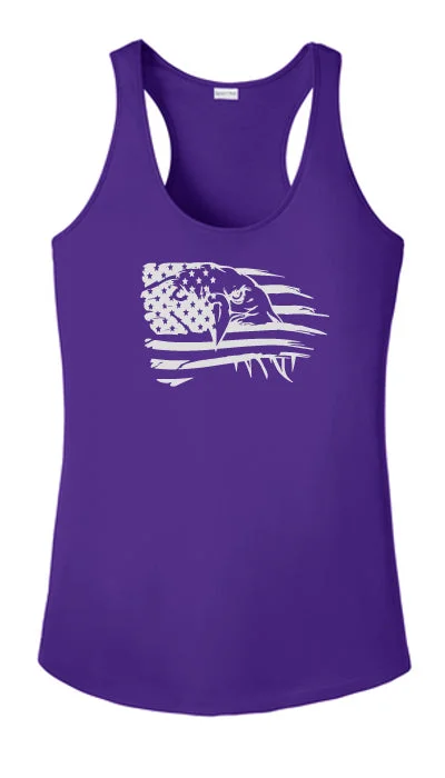 Women's Reflective Tank Top - Eagle Flag