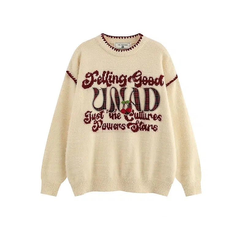 Retro Embroidered Mohair Knit Sweater