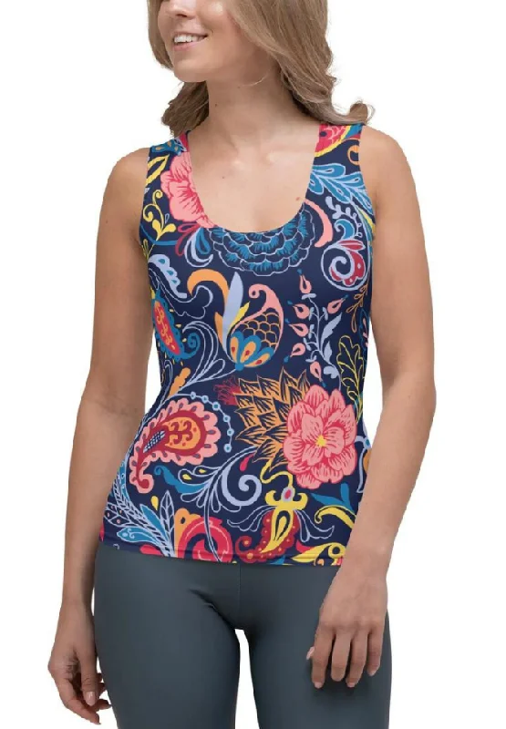 Art Deco Floral Tank Top