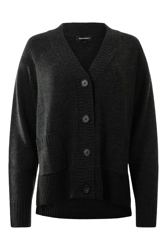 Repeat Cashmere Merino Wool Cardigan in Dark Grey