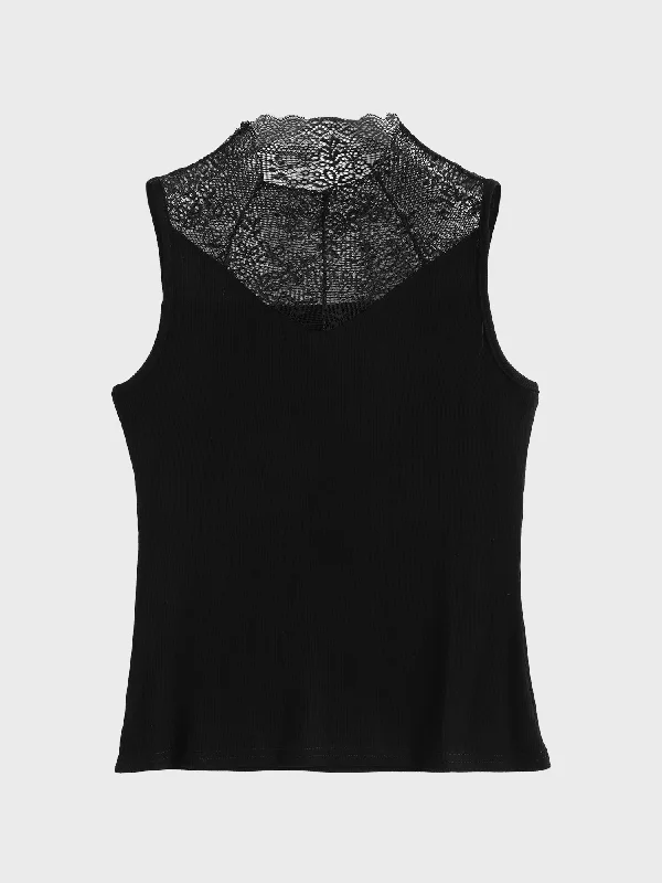 Midsize Posh Lace Turtleneck Tank Top