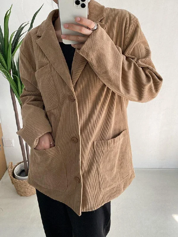 Dark Academia Corduroy Long Jacket