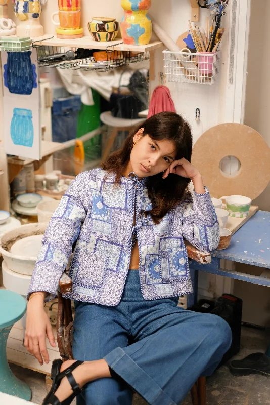 Eve quilted, reversible jacket - bandana & blue gingham