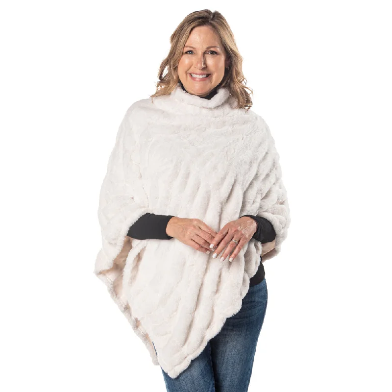 Plush Faux Fur Winter White Cozy Coat Poncho