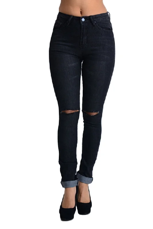 High Waisted Ripped Skinny Fit Jeans