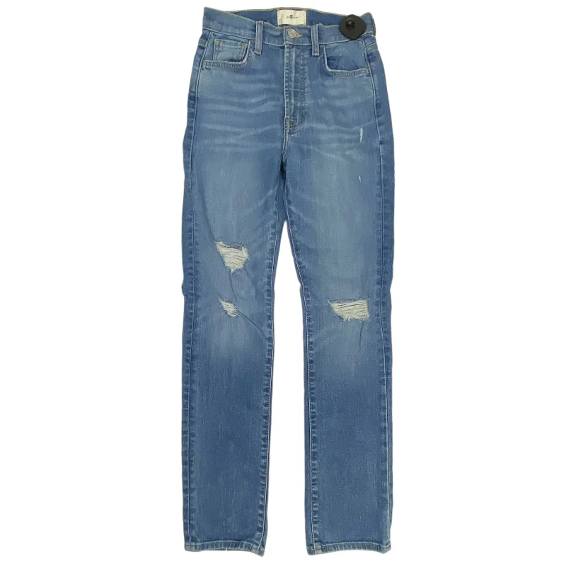 Jeans Straight By 7 For All Mankind In Blue Denim, Size: 0