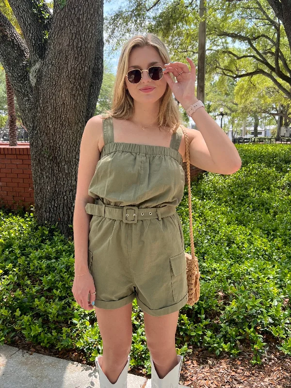 HUDSON UTILITY ROMPER IN OLIVE