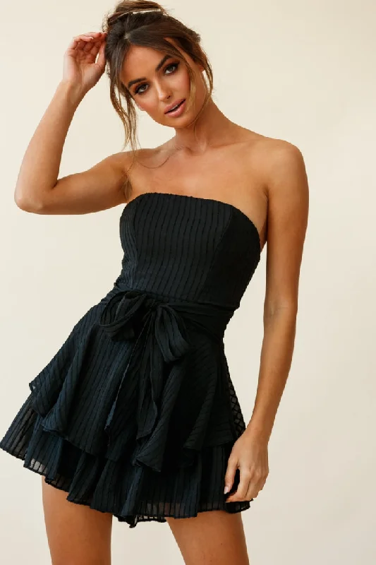 Maddox Fit & Flare Bandeau Romper Black