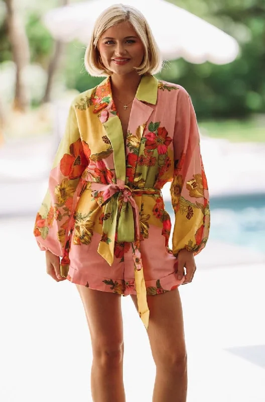 Out of Town Romper - Pink, Green and Orange