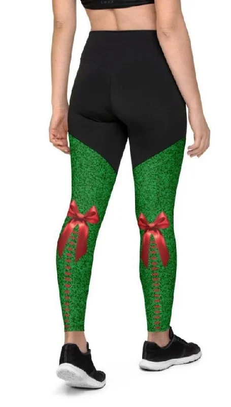 Cute Christmas Bow Compression Leggings