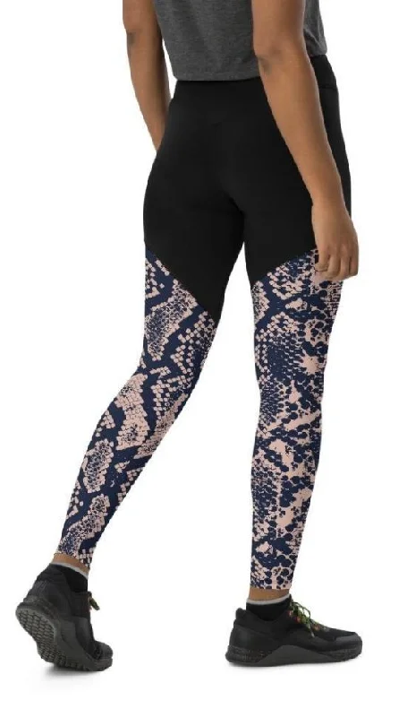 Dusty Pink Snakeskin Compression Leggings