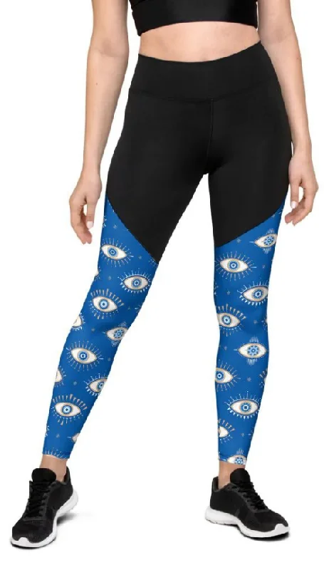 Evil Eye Pattern Compression Leggings