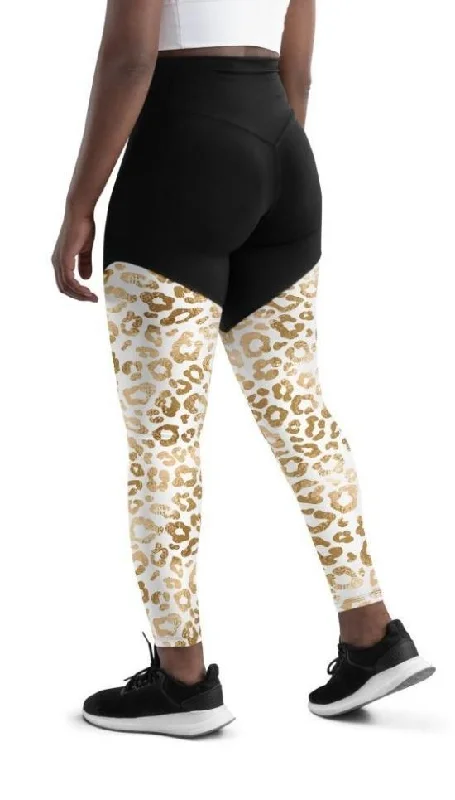 Golden Leopard Print Compression Leggings