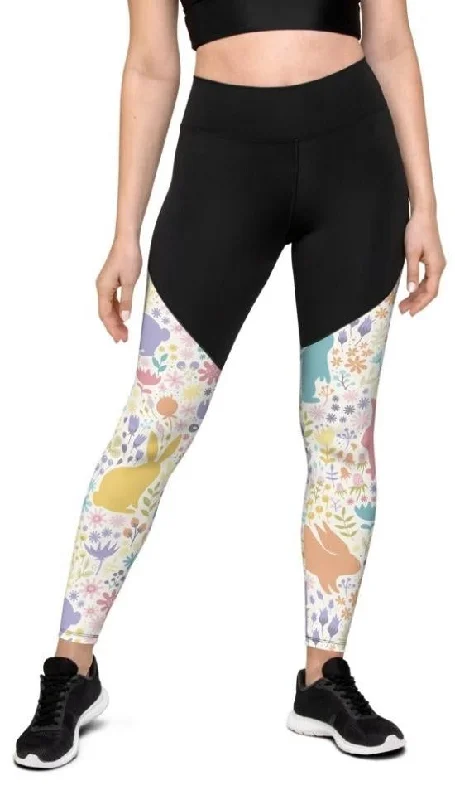 Pastel Easter Garden Compression Leggings