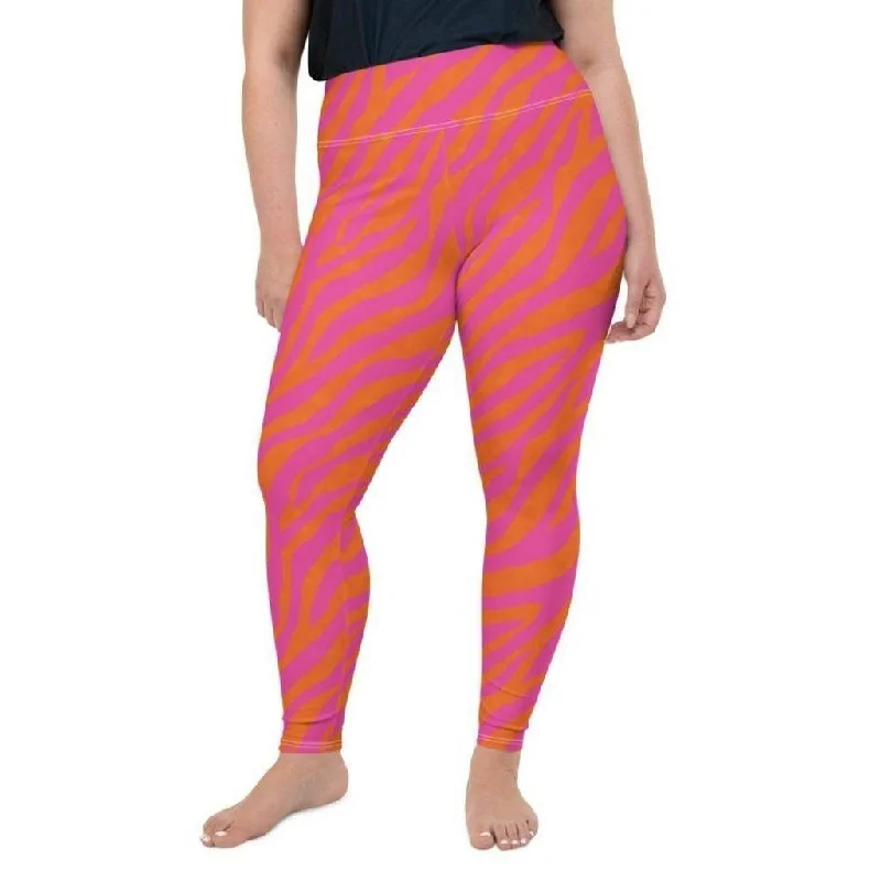 Pink & Orange Zebra Plus Size Leggings