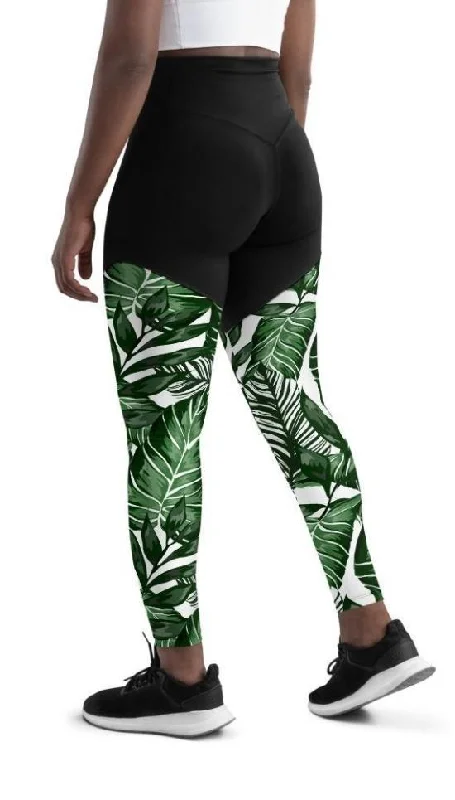 Tropical Green Compression Leggings