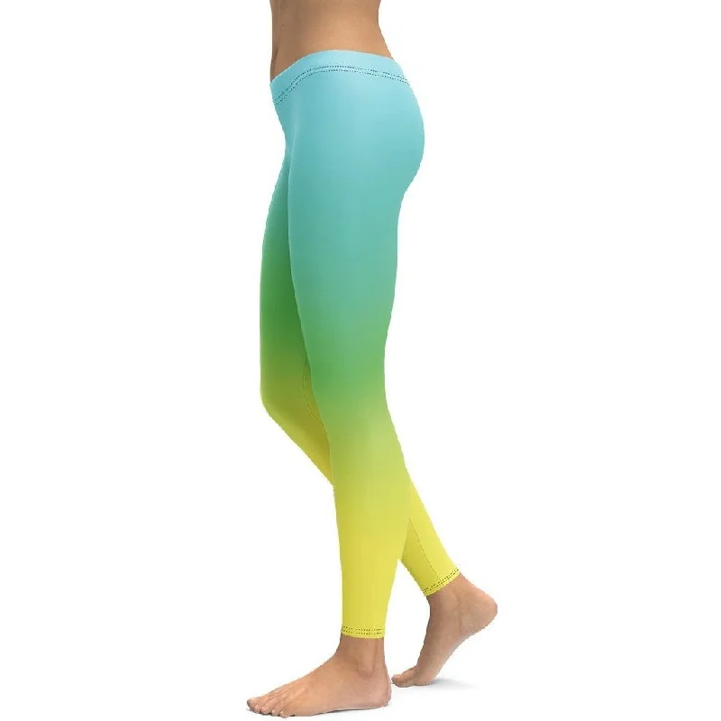 Vibrant Blue & Green Ombre Leggings