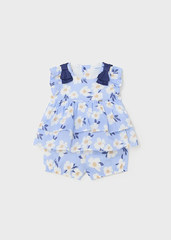 2 Piece Girls Flower Top & Shorts