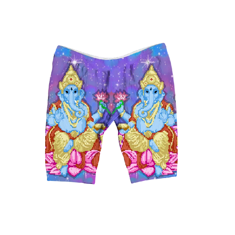 Pixel Ganesha All Over Print Women's Ribbed Shorts