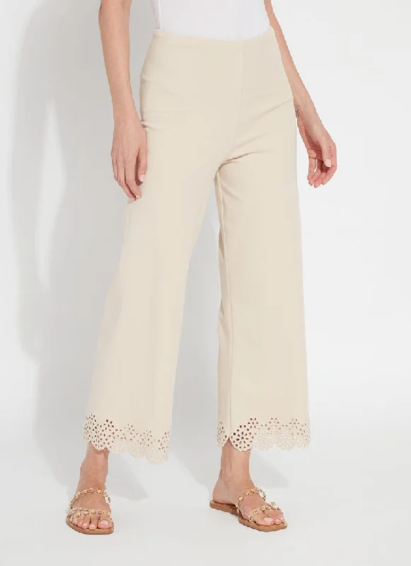 Cropped Embroidered Eyelet Wide Leg (26" Inseam)