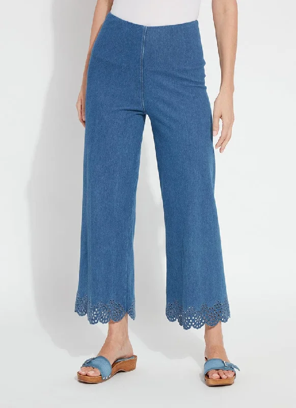 Cropped Embroidered Eyelet Wide Leg (26" Inseam)