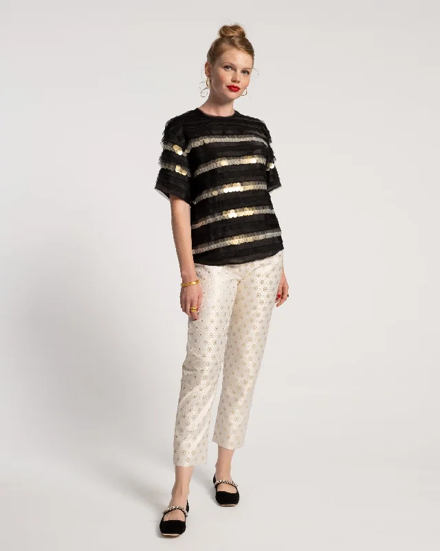 Lucy Pant Metallic Jacquard Gold