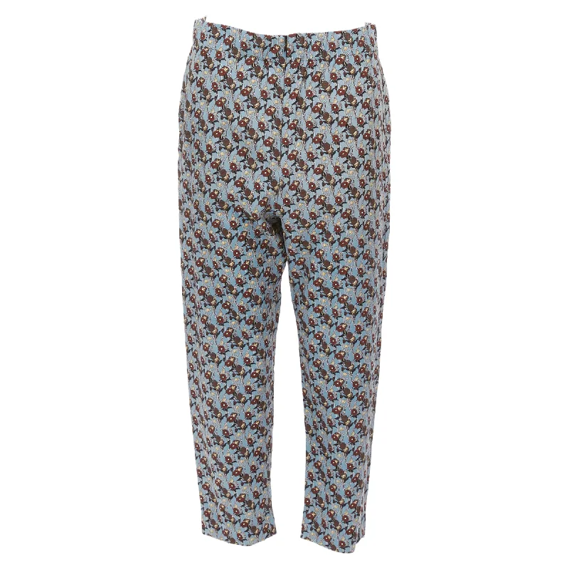 Marni Silk Floral Drop Crotch Casual Cropped Pants