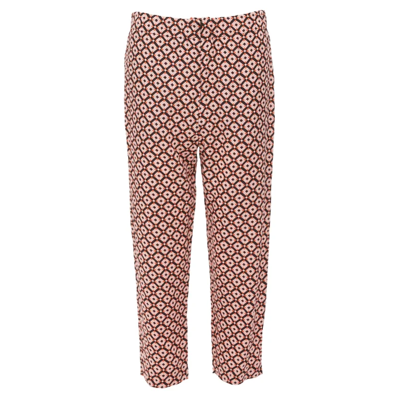 Marni Silk Geometric Print Elastic Waist Cropped Pants