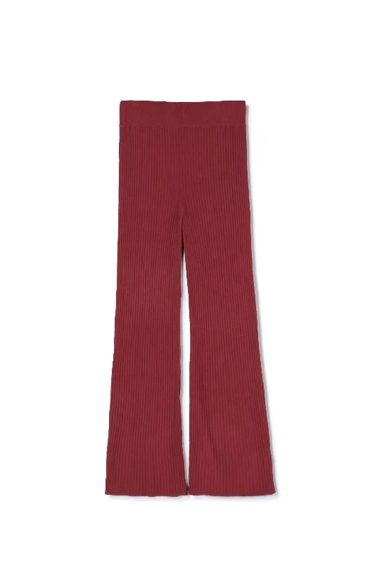 Women's High Waist Ribbed Trouser In Red